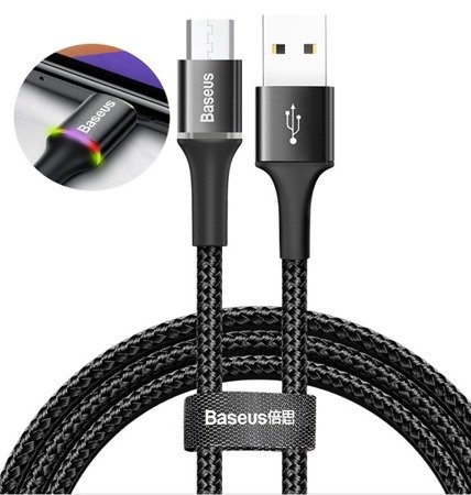 Baseus Halo Data | Podświetlany nylonowy kabel USB - Micro USB 2A 2m EOL